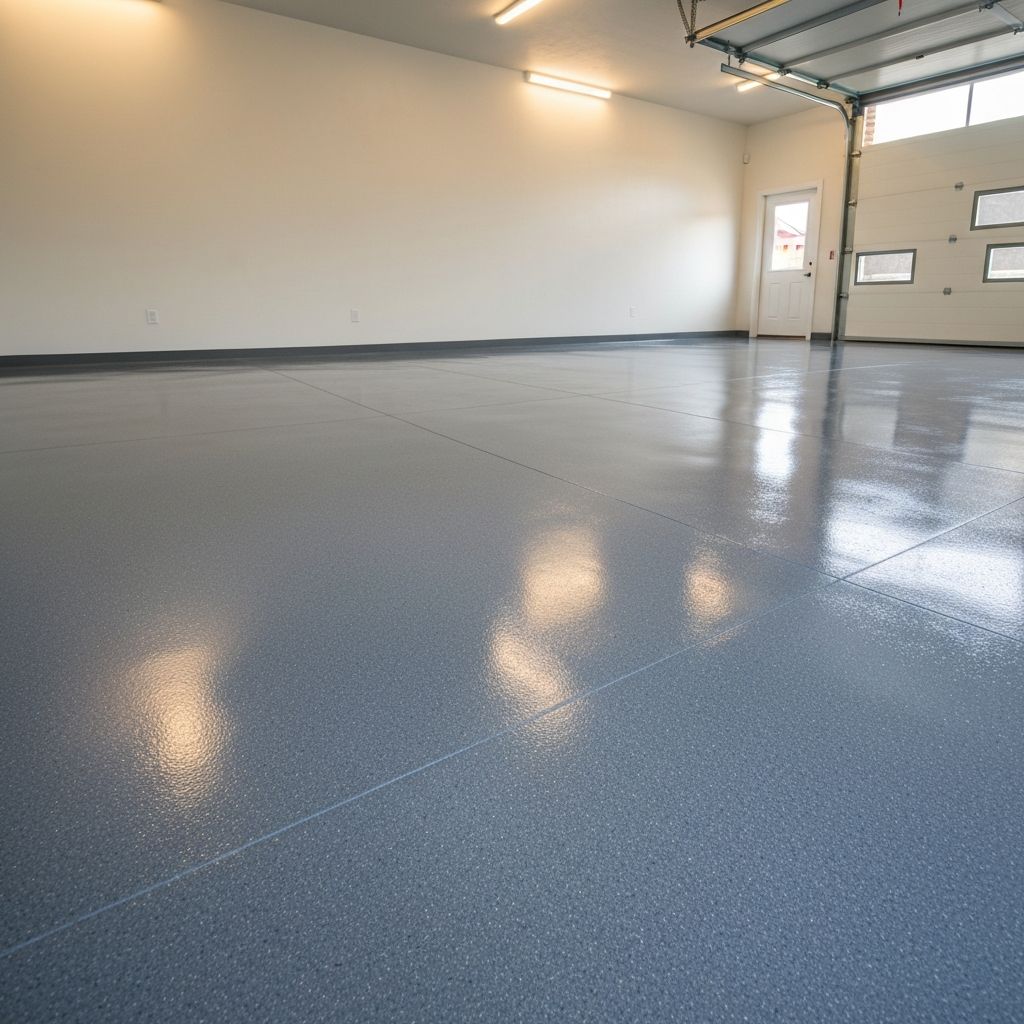 Finished epoxy floor with color flakes